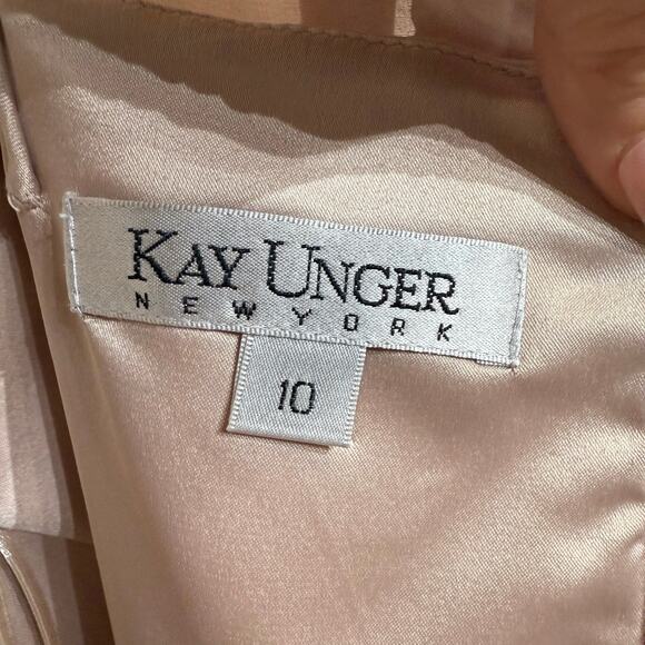 Kay Unger Blush Lace Ruffle Detail Midi Dress Sz 10 NWT - Picture 5 of 14